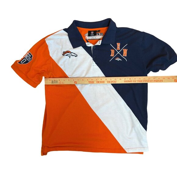 Denver Broncos NFL Team Apparel Rugby Klew Polo Shirt XL Colorblock Orange - Picture 6 of 8
